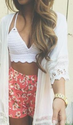 crochet top with floral shorts 'myfav'