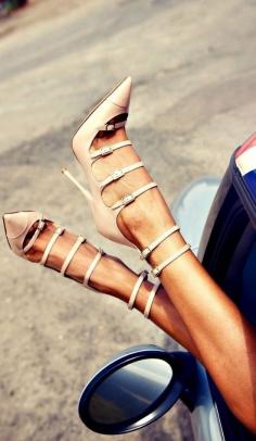 
                    
                        Strap detail nude high heel shoes
                    
                