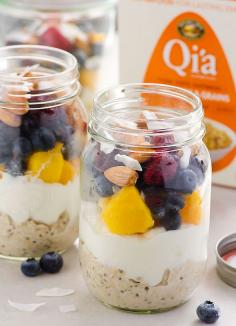 
                    
                        Overnight Superfoods Oat Parfait + a Giveaway -- Clean Eating breakfast in the fridge for a week. Warm or cold, with fruit or berries of choice. Can be vegan. Plus $100 value giveaway from @Nature's Path Organic Foods .
                    
                