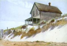 Edward Hopper | "House of Dune, South Truro"  ca. 1931  watercolor over pencil | Reminds me of childhood summer vacations at Barnegat Light on Long Beach Island, New Jersey #hopper #watercolor JournaltoHealth.com