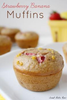 
                    
                        Strawberry Banana Muffins- moist and delicious. Perfect for breakfast on the go! #breakfast #recipe
                    
                