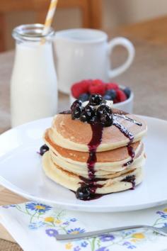
                    
                        Ricotta Pancakes with Blueberry Compote
                    
                