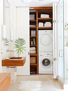 good idea for a smaller house, combine laundry room and bathroom!