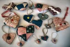 
                    
                        Vintage Primitives cute little hearts made of old quilts
                    
                