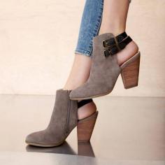 
                    
                        Austin suede slingback buckle bootie in Dark Mushroom | Sole Society
                    
                