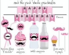 
                    
                        moustache party ideas for girls | Pink Mustache Party - Birthday Party Printables - Stache Bash ...
                    
                