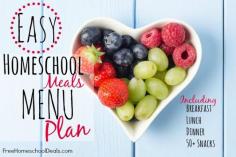 
                    
                        Easy Homeschool Meals Menu Plan: Breakfast, Lunch, Dinner, + Over 50 Snack Ideas!
                    
                