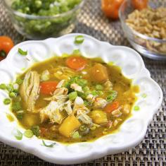 
                    
                        Jamaican curried chicken stew with rum and mango - tender chicken stew with vibrant Caribbean flavors and colors.
                    
                