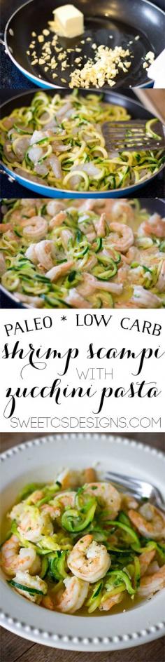 
                    
                        low carb shrimp scampi- with paleo friendly zucchini pasta! This is a delicious, healthy dish you can make in minutes!
                    
                