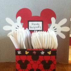 
                    
                        Mickey Mouse Clubhouse theme birthday party. Altered starbucks frappuccino carrier for cutlery.
                    
                