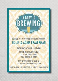 Couples Baby Shower Invitation, Baby is Brewing, Beer Baby Shower