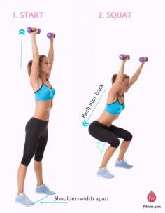 
                    
                        Dumbbell Overhead Squat is an all-in-one squat exercise that not only works your butt, quads, hips, and thighs, but also targets your arms and shoulders.
                    
                