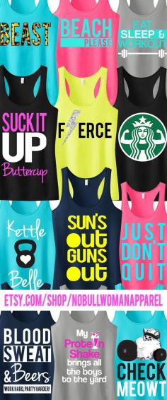 
                    
                        This shop has a ton of Awesome #Workout Tank tops! Pick Any 3 and get %15 Off. #Fitness Bundle by NobullWomanApparel, $63.95 on Etsy. Click here to see them all www.etsy.com/...
                    
                