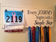 
                    
                        Race bib running medal holder and display running gift Every Journey begins with a single step on Etsy, $38.00
                    
                