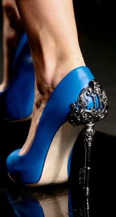 John Richmond's ultra classy and sexy shoes.  My favorite color blue and the heel is exquisite.  #women's fashion shoes #high-heel shoes #beautiful #sexy