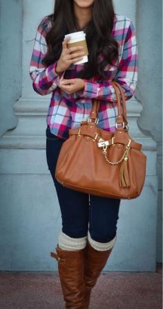 Cute outfit. I love the bag & leg warmers