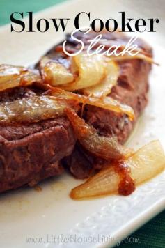 
                    
                        Slow Cooker Steak and Caramelized Onions - Little House Living
                    
                
