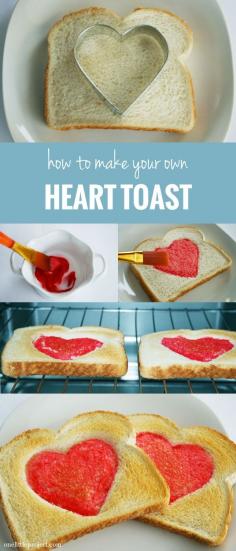 
                    
                        Valentine’s Day Heart Toast, I am doing this for my girls husband. Good way to say good morning.
                    
                