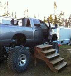 
                    
                        Dodge Ram Cummins with a custom entrance for that prom girl to climb on up in a tight dress. LB.
                    
                
