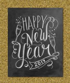 Happy New Year 2014 | Printable. Chalkboard.