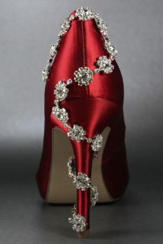 
                    
                        For serious?  I want.  Wedding Shoes -- Red Platform Peeptoes Silver Rhinestone Detail on Heel on Etsy, $246.75
                    
                