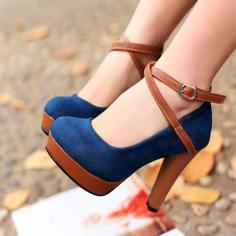 Cute blue and brown suede  Mary Janes