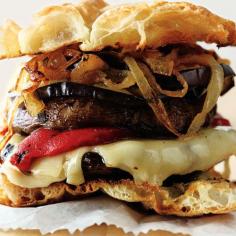 
                    
                        Stuffed Portobello Burgers with Caramelized Onions, Roasted Red Peppers, Grilled Eggplant and Mozzarella
                    
                