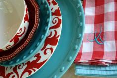 Turquoise and Red Tablescape.  #AAE #Red www.ashleyadrienevents.com