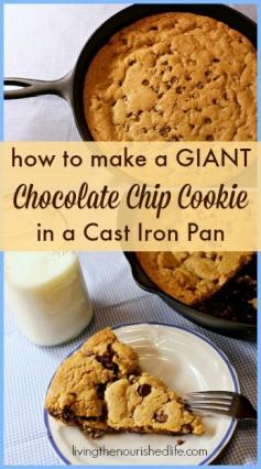 how to make a giant chocolate chip cookie in a cast iron pan