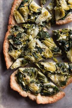 
                    
                        Savory Spinach and Artichoke Pizza via Bakers Royale
                    
                