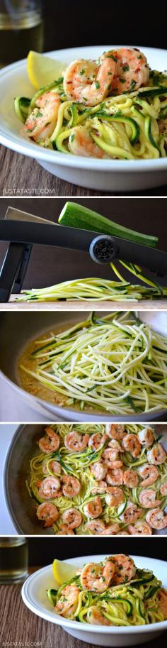 Skinny Shrimp Scampi with Zucchini Noodles #healthy #dinner #recipes #ideas