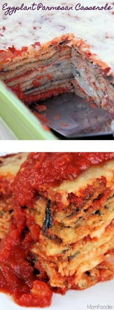 
                    
                        My favorite Eggplant Parmesan Casserole (and it's secretly diet-friendly) . The eggplant is thinly breaded and baked with just a mist of oil before stacking, so it isn't greasy or fattening, but has that old fashioned flavor.
                    
                