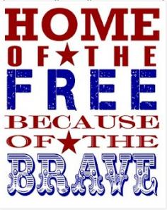 A good printable for Fourth of July, Veteran's Day, or any other military related holiday.