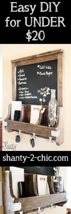 
                    
                        DIY Chalkboard Mail Station~ this would be a fun gift idea for a house warming, wedding gift, holiday gift, etc.
                    
                