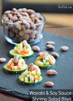 
                    
                        Wasabi & Soy Sauce Shrimp Salad Bites with Almonds Blue Diamond Almonds - TheFitFork.com
                    
                