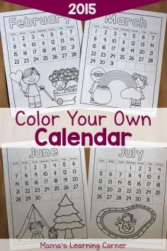 
                    
                        Color Your Own Calendar: Free Printable! January through December 2015
                    
                
