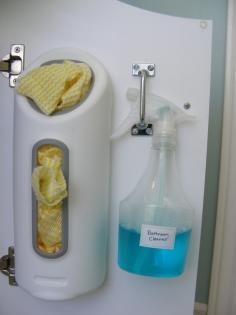 bathroom cleaner: two parts vinegar to one part dish soap