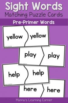 
                    
                        Download a 26-count set of puzzle cards to practice basic sight words for Kindergarten. Includes all Pre-Primer Dolch words.
                    
                