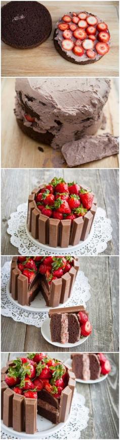 
                    
                        Yummy Recipes: Strawberry Kit Kat Cake recipe hehehe, rustic & brings back childhood memories!
                    
                