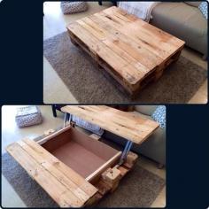 
                    
                        Coffee Table with Inside #Storage - 15 Unique Reclaimed Pallet Table Ideas | 99 Pallets
                    
                