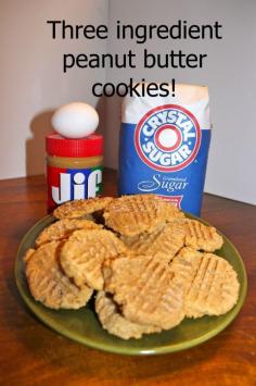 
                    
                        Peanut Butter Cookies - three ingredients! - Momcrieff
                    
                