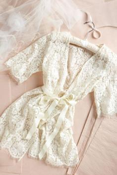 
                    
                        Lace robe for Bride when getting ready... more like for getting "a bit more comfortable" on the honeymoon!
                    
                