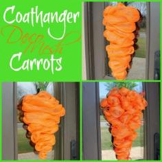 
                    
                        Miss Kopy Kat blog: How to make easy Deco Mesh Easter Carrots using coat hangers and wire for the frames...also ideas for different types of green carrot toppers.
                    
                