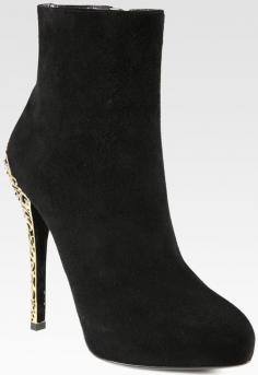Ralph Lauren Collection - Bettina Suede Embellished Heel Ankle Boots Heel