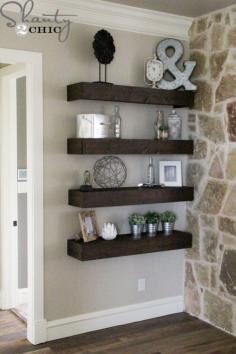 How to build simple floating shelves. Fun decorating idea.