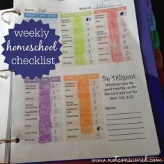 
                    
                        Weekly homeschool checklist: a great way to teach accountability, good work ethic, and time management.
                    
                