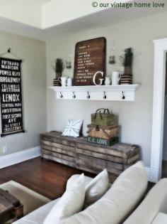 #Vintage #Home #diy #remodel #ideas #livingroom #bench #shelf