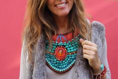 
                    
                        Incredible beaded breast-plate. Absolutely stunning! That turquoise!! Via accessories queen, Mytenida.
                    
                