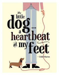 Edith Wharton Typographic Quote Art Print (Yellow) - My Little Dog A Heartbeat At My Feet, 8" x 10"