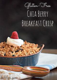 
                    
                        Gluten Free Chia Berry Breakfast Crisp (with sugar-free vanilla Greek yogurt) - a delicious fruit recipes for breakfast, brunch or a healthy dessert -  TheFitFork.com
                    
                